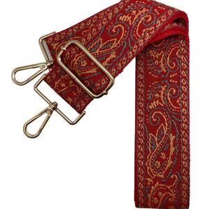 Red Western Bandana Print Adjustable Crossbody Bag Purse Guitar Strap